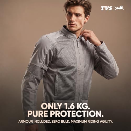 Image of TVS Ronin Edition Mesh Riding Jacket for Men | CE Level 2 Lightweight Back, Shoulder & Elbow Armours, 600D Protection, Lightweight Summer Motorcycle Jacket for Touring, City Riding