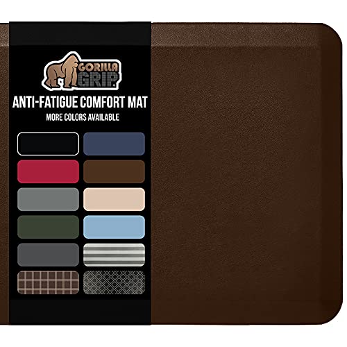 Gorilla Grip Anti Fatigue Cushioned Comfort Mat, Ergonomically Durable, Supportive, Padded, Thick and Washable, Stain-Resistant, Kitchen, Garage, Office Standing Desk Mats, 32x20, Brown