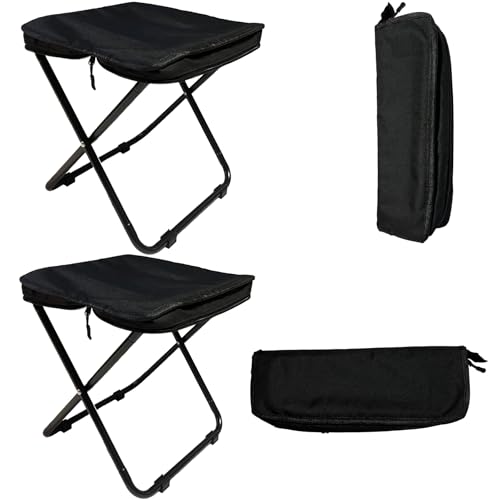 Surbootime Camping Stool2PCS, 13 * 10.5 * 12.5 Inch Portable Foldable Compact Outdoor Footstool, Lightweight Mini Folding Stool for Hiking, Garden, Fishing and Picnic BBQ, Bearing 220 Pounds (Black)