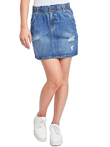 YMI Women's Paperbag Denim Skirt