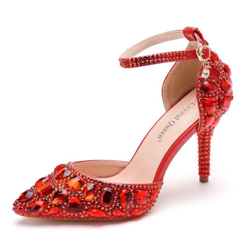 Royal Blue Rhinestone Sandals Thin High Heels Pointed Toe Sandals Blue Crystal Heels Shoes Fashion High Heel Shoes