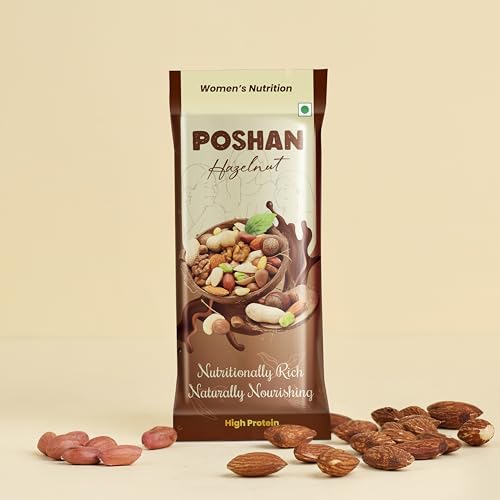 Image of POSHAN Women's Nutrition Hazelnut Protein Bar, 40 g | 8g Protein with 4G Fiber |No Added Sugar, 100% Vegetarian & Gluten-Free| Made with Dates, Ragi and Superfoods| No Trans Fat| Pack of 1