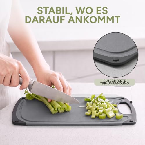 Schneidebrett Set 3-teilig Kunststoff mit Saftrille und Griff – Ansicht 3