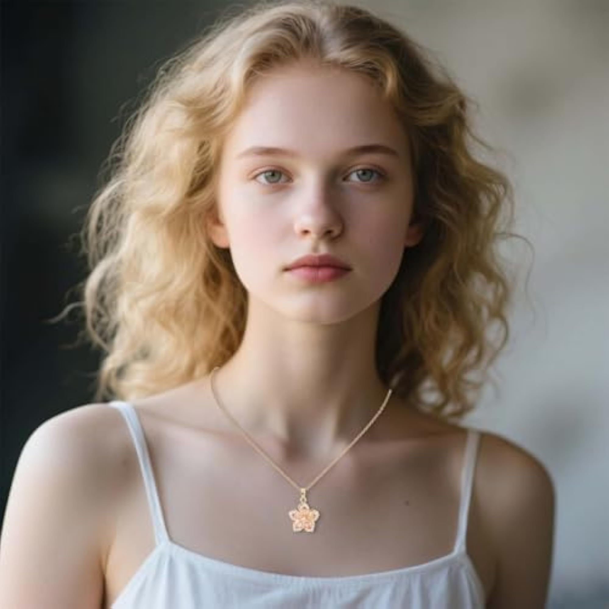 Delicate Rotatable Crystal Bauhinia Flower Pendant Necklace