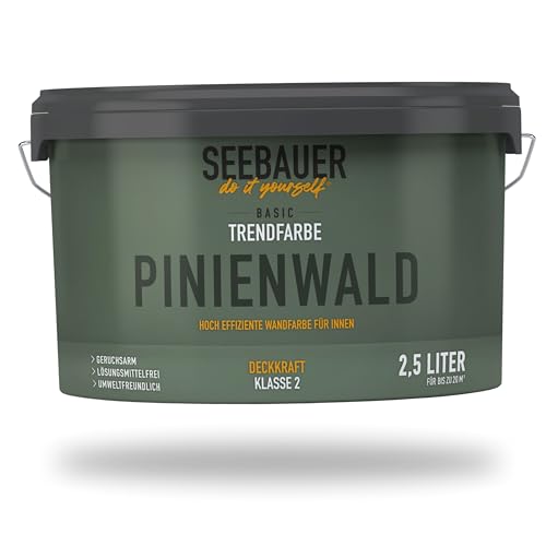 SEEBAUER diy Trendfarbe Dunkelgrün 2,5L (No. T09 Pinienwald) für den Innenbereich - Edelmatte...