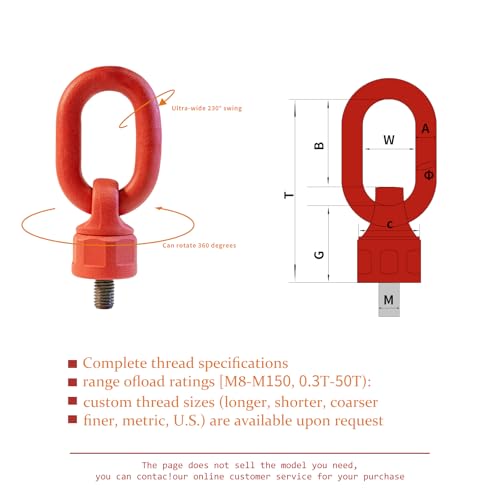 Image of 2pcs M12 x 18 0.5-1Ton Swivel Eye Bolt 360 Rotating Eyebolts G80 High Strength Alloy Steel Lifting Die Bolts Crane Machinery Parts Hoist Ring Heavy Duty Strength ob is 1080MPa
