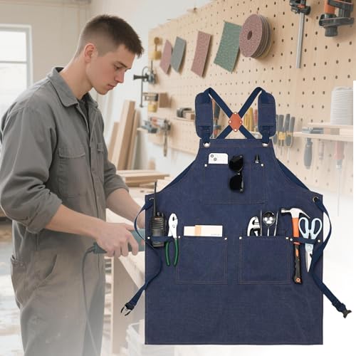 Tablier en toile avec sangles croisées ajustable pour artisan et chef
