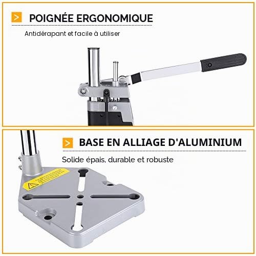 Support de Perceuse Aluminium - Base et Colonne Solides pour Perçage Précis jusqu'à 60 mm