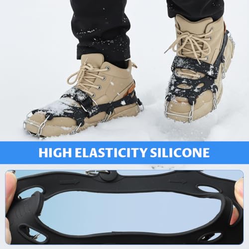 Image of PROBEROS Crampons with 24 Cleats for Hiking Boots Snow Shoes, M(35-40)