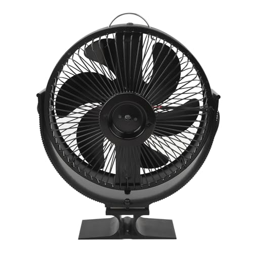 GLOGLOW Wentylator Do Pieca na Drewno Aluminium 100°F Do 482°F 25 DB Przenośny z Uchwytem Pieca na Drewno Kominek Altana Użytku w Pomieszczeniach Wentylator Kominkowy Zasilany Ciepłem 6 łopatek