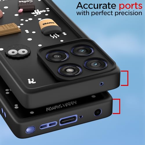 Image of Pikkme Back Cover for Motorola Moto Edge 60 Stylus 5G | 3D Bear Silicone Cute & Fun Coffee Cartoon | Full Body Protection Bumper Case (Black)