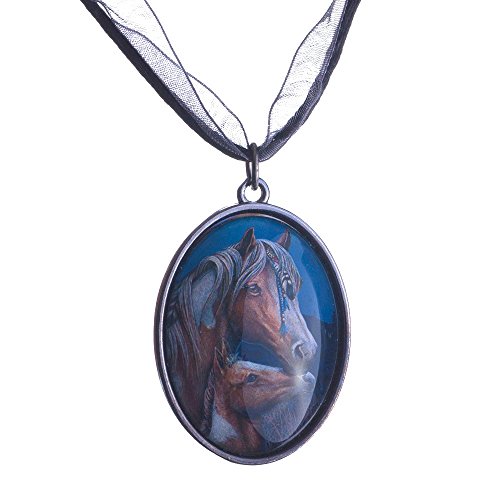 Lisa Parker Caballo Apache - Colgante de Cristal de Estilo Oval cabujón en 18" Encerado cordón Collar con Cinta - en Bolsa de Regalo de Terciopelo Negro Cover