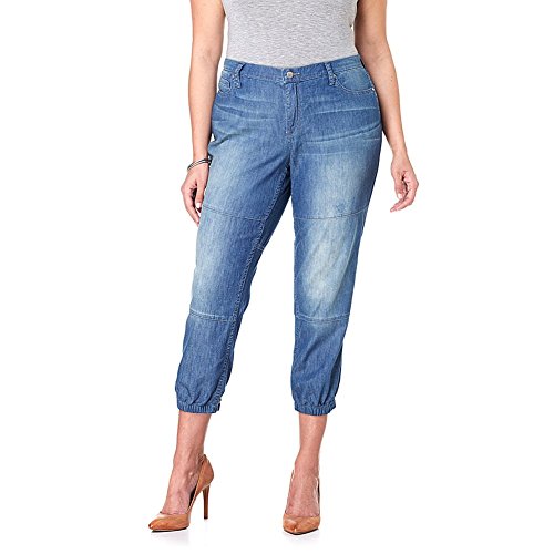 DKNY Jeans Women's Relaxed Jogger Light Weight Denim, Sandy Wash, 12