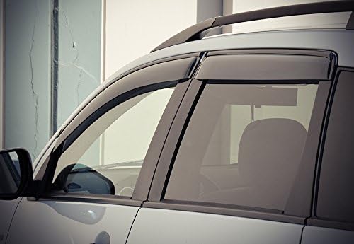 WellVisors Window Visors Wind Deflectors Compatible with Mitsubishi 2007-2013 Outlander with Black Trim Rain Guards 3-847MI002