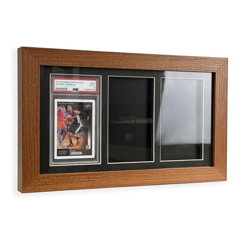 PSA CGC TAG Graded Card Display Frame - Wall Mount Baseball Trading Card Display Case ONLY Fit for 3 PSA Rating Cards, Display for Basketball Football Hockey Pokemon MTG (3 Slabs)