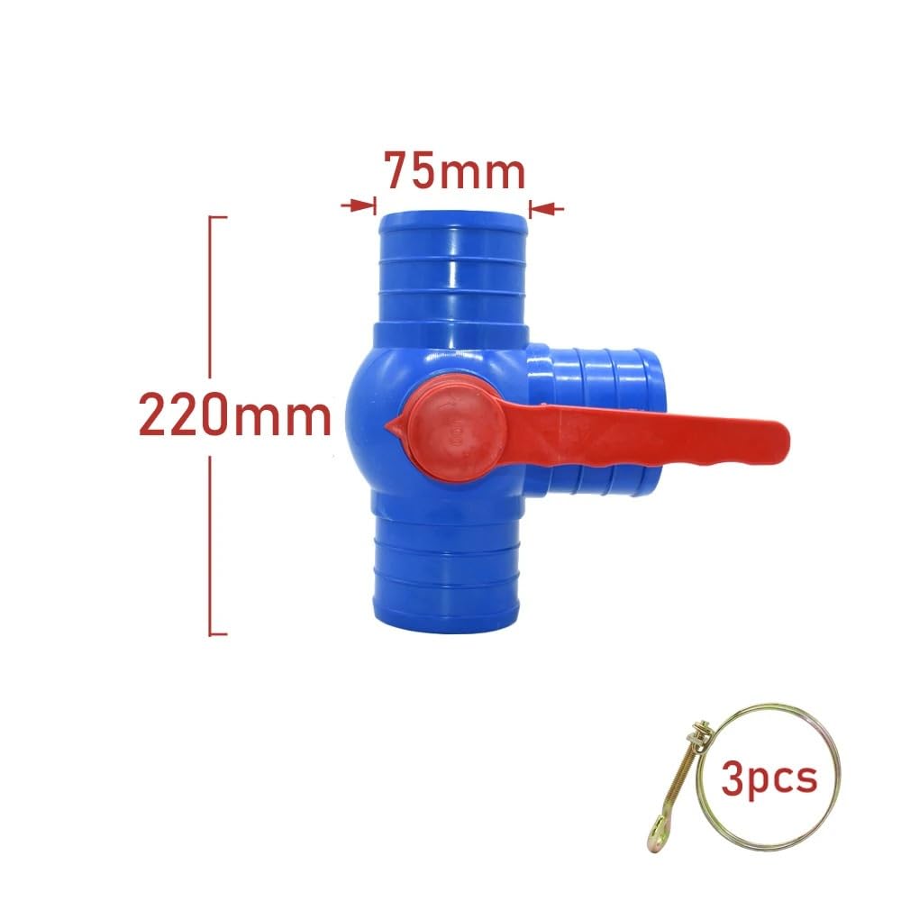 50/63/75/100mm Nastro for acqua Tubo flessibile Tee Connettore rapido Valvola Rubinetto da giardino a 2/3 vie Tubo flessibile T-tipo Splitter for acqua(75MM)