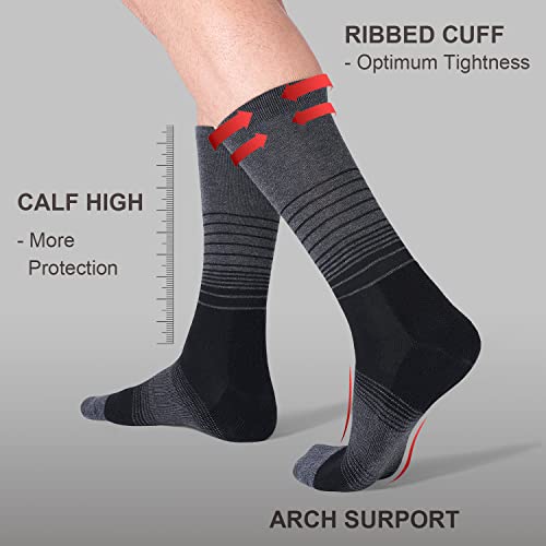 FITRELL 4 Pack Men's Merino Wool Hiking Socks, Wicking Cushioned, Warm Thermal Lightweight Boot Crew Dress Socks3