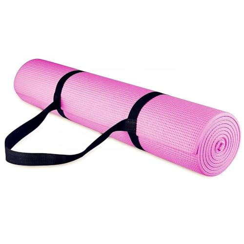 Generic TREMAX UK Non Slip Yoga Mat with Carry Strap & Bag Gym Mats Home Workouts HiiT & Yoga Fitness Mat Pilates Mat, Exercise Mat, Gym mat, Yoga Mats for Women & Men, 183cm x 61cm X 0.6cm (Pink)