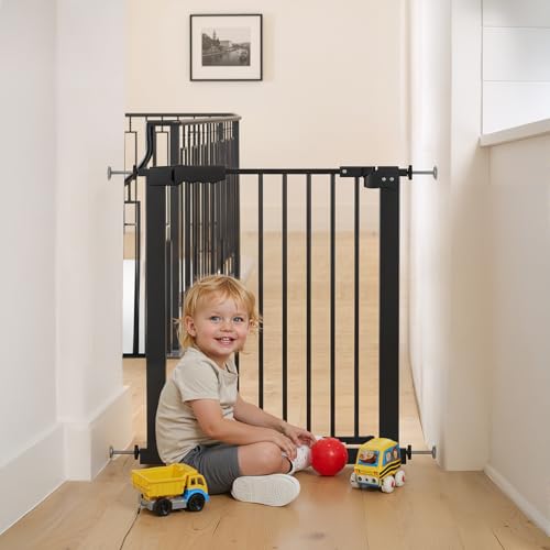 75-103cm Barrière de sécurité pour escalier,Barrière sécurité bébé réglable,barrières Chien intérieur Auto Fermeture Double Verrouillage,barrières...