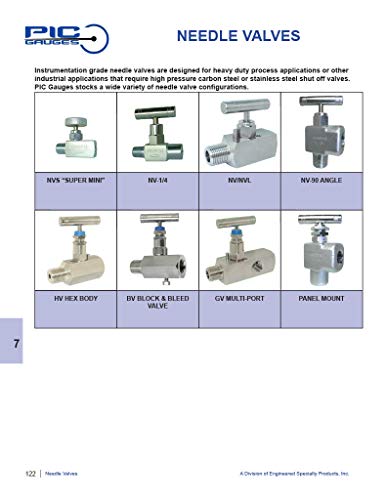 PIC Gauge NVL-SS-1/4-GS180-MXF 316 Stainless Steel Full Size Straight Needle Valve with Gas Service Seat, 1/4 Male NPT x… - Image 6