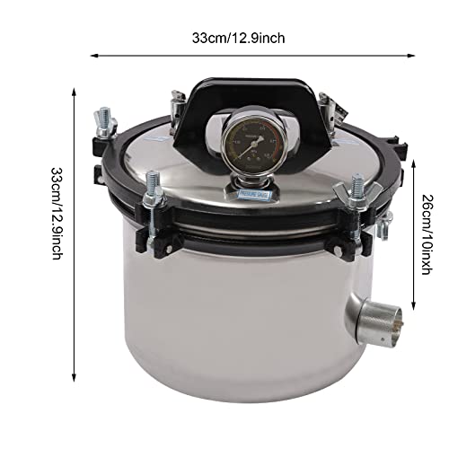 8L Lab Autoclave 304 Stainless Steel Portable Steam Autoclave for Lab Equipment, 8.5QT Portable Pressure Autoclave AC 110V - Thumbnail 2