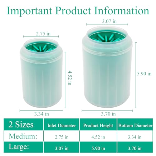 Dog Paw Cleaner, Solicone Dog Paw Washer Cup, Pet Supplies Brush Bristle Cup Cleaner For Dog Cat, Buddy Muddy Pet Foot Cleaner For Small Medium Large Size Dog (Medium, Green)