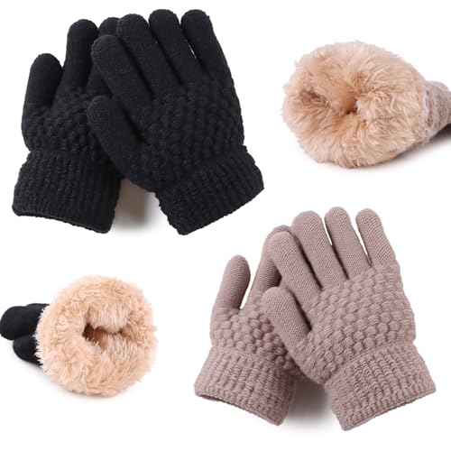 Image of JANGANNSA Cold Weather Kids Gloves Warm Knitted Children Magic Glove With Fleece Lining Winter Gloves For Boys Girls