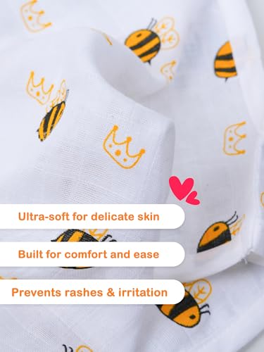 Image of Kidbea Newborn Baby Jhabla Unisex - Organic Cotton Muslin Shirt | Soft & Breathable Summer Wear for Boys & Girls | Cute Prints Infant Clothing