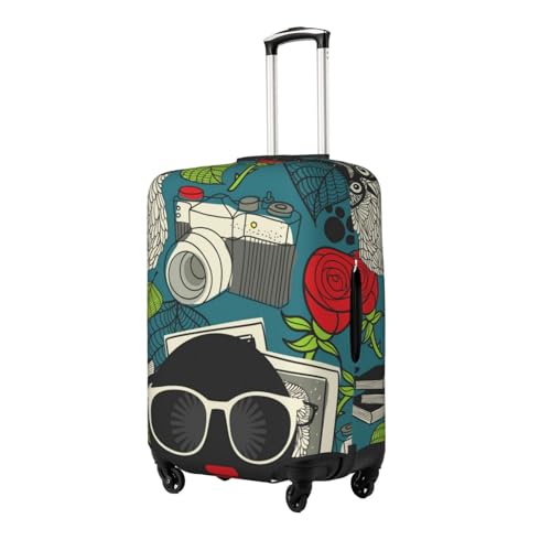 Black Head Woman with Owl Hair Luggage Cover Washable Elasticated Luggage Covers for Suitcase TSA Approved Stylish Scratch Resistant Luggage Case Protector2