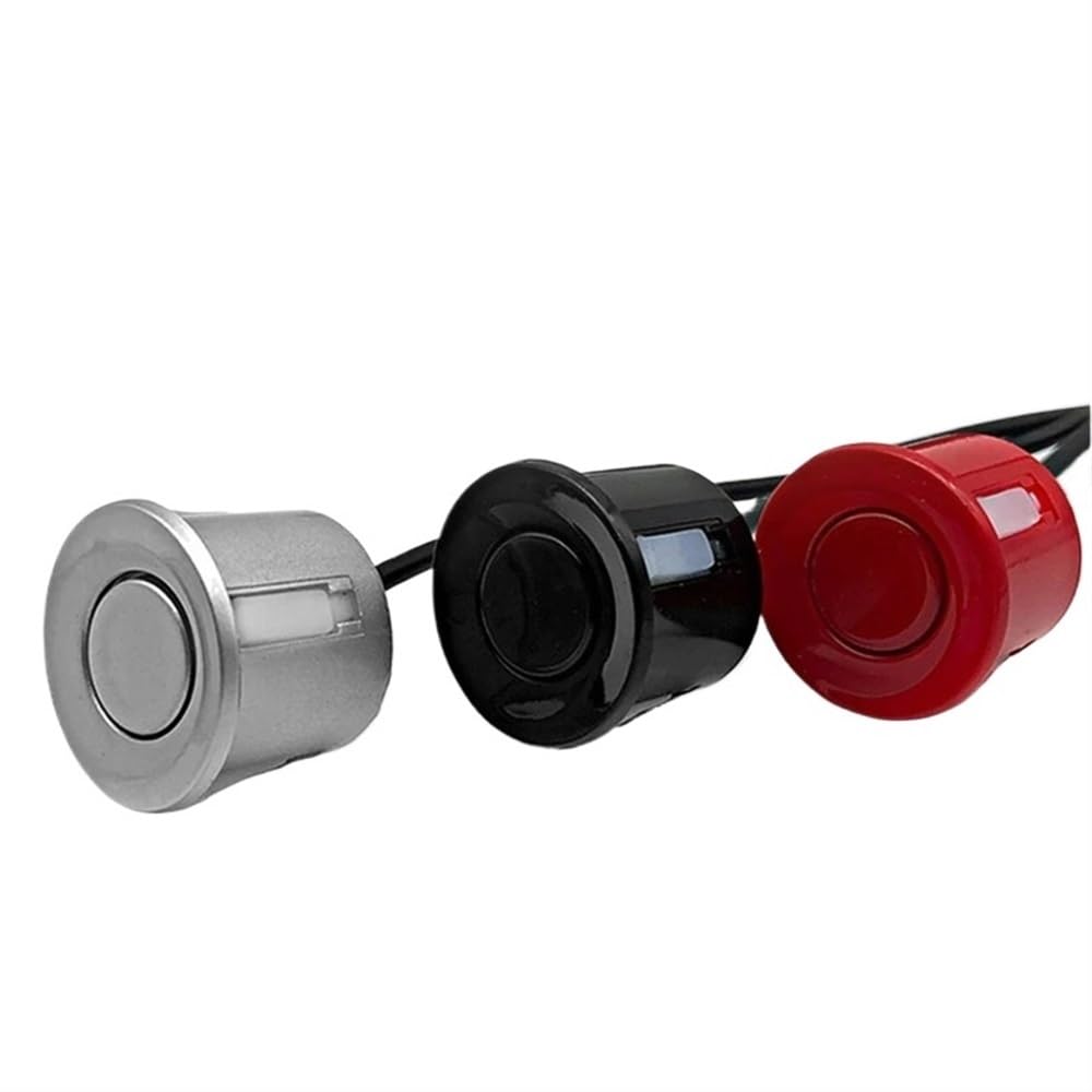 sensores Aparcamiento PDC Smart Parktronic para Coches de detección de Pantalla LED, Monitor de radares de estacionamiento inverso con 4 sensores(Red)