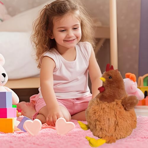 SKIPTHYBER Huhn Plüschtie 25CM Plüschtier Stofftier Huhn Simuliertes Tier Huhn Plüschtier Plüschtier, Zimmer Schlafsofa Dekor, Plüsch Huhn Geschenk