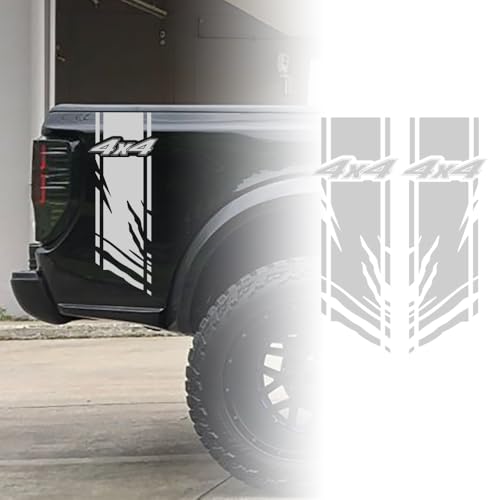 Image of 2Pcs 4X4 Pickup Trucks Trunk Sticker for Most Pickup, Universal Truck Tail Decal Decoration Exterior Accessories (Matte Silver)