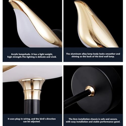 Image of Desidiya Metal Modern Chirpy LED Bird Light for Living Room,Bird Pendant Light for Wall Luxury & Elegant,Night Light Decor Bedroom Fancy Light for Dining Area Decoration for Staircase,Hallway,Kitchen