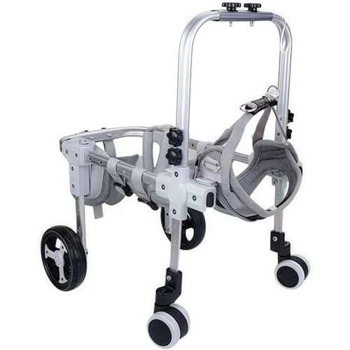 犬 車椅子 犬用車いす 小型大型犬用車椅子 4輪 フルサポート 調節可能な障害者用ペット脚ブレース 犬服 4本脚 Momgla 犬猫用リフティング補助ソフトリハビリカート装置 犬猫用車椅子 (S,ホワイト4輪)