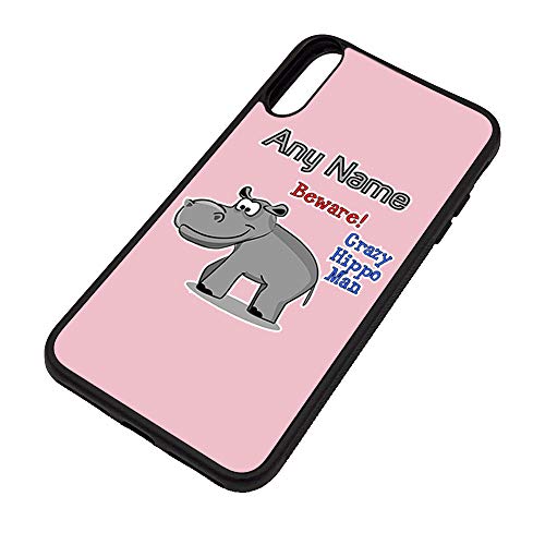 Personalisierbares Geschenk – Crazy Nilpferd Man iPhone Xs Max Hülle (Animal Slogan Design weiß) Jeder Name Nachricht Einzigartige Apple