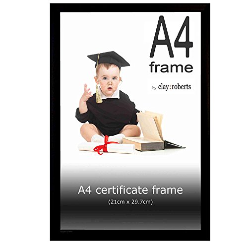 Clay Roberts A4 Black Photo Frame, Picture Frame, Certificate Frame, Freestanding and Wall Mountable