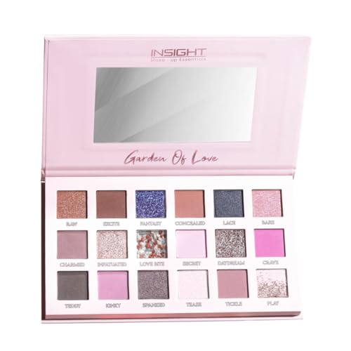 INSIGHT Garden of Love Eyeshadow Palette | 18 Pigmented Shades with Metallic, Shimmer & Multi-Finish Colors | Long-Lasting, Blendable Eye Makeup for Day or Night | 40g