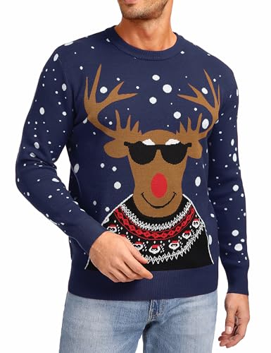 Jahetuul Herren Weihnachten Pullover Elchmuster Weihnachtspullover lustig Weihnachtspulli Familie Set Ugly Christmas Sweater Pärchen Partnerlook