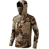 Palmyth Hunting Hoodie with Mask for Men Long Sleeve Sun Protection UV UPF 50+ Camo Fishing Shirts（Ridge Stem,L）