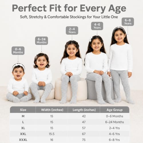 Image of THE LITTLE LOOKERS Baby Tights Thick Toddler Baby Girl Seamless Knit Leggings Thick Solid Cotton Stockings Footed Pants Pantyhose for Years Baby