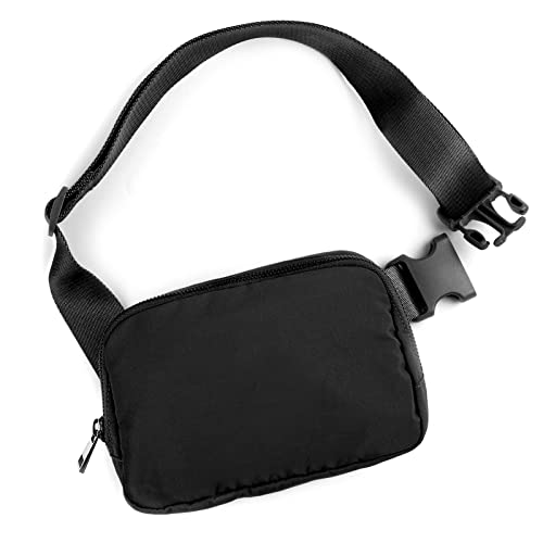 Didida Black Mini Belt Bag, Fashion Waist Packs Unisex Fanny Packs for Women Men crossbody with Adjustable Strap for Outdoors Workout Travel Casual Running Hiking Cycling