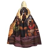 YYHHAOFA Capa con capucha de Halloween para adultos para fiestas y disfraces de cosplay, múltiples estampados de perros salchicha