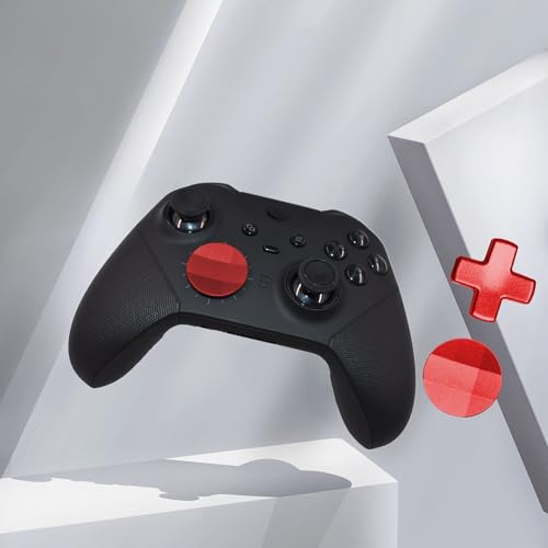 Image of 2 Pack Elite 2 Metal D-Pads Replacement for Xbox One Elite Series 2 Controller, Magnetic Standard D-Pad and Faceted D-Pad for Xbox One Elite Series 2 /Series 2 Core /Series 1 Controller (Red)