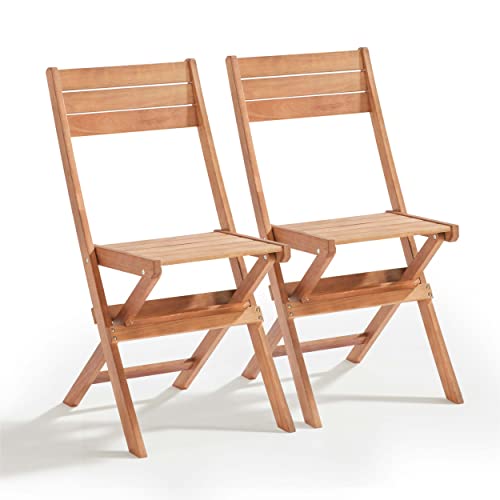 Oviala Lot de 2 chaises Pliantes en Bois d'eucalyptus