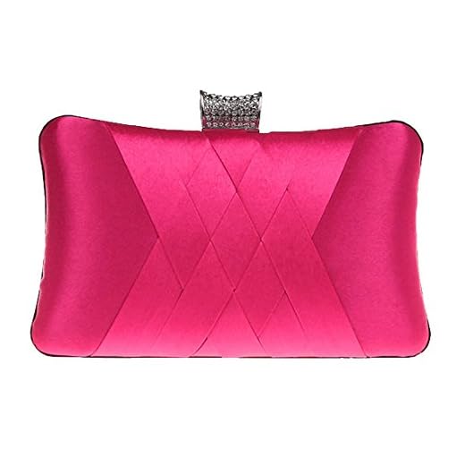 Heyjewels Bolso de Mano Fiesta para Mujer/Clutch de Satén con Diseño Elegante Novia - Varios Colores Hombro Hanbag