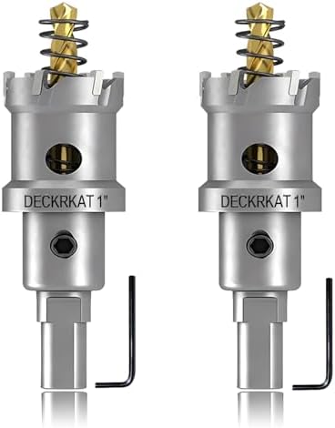 2-Pack 1" TCT Hole Saws for Hard Metal, Heavy Duty 25mm Tungsten Carbide Tipped Hole Cutters Set with Spring-Loaded Pilot Drill Bits for Stainless Steel, Metal, Iron, and Plastic