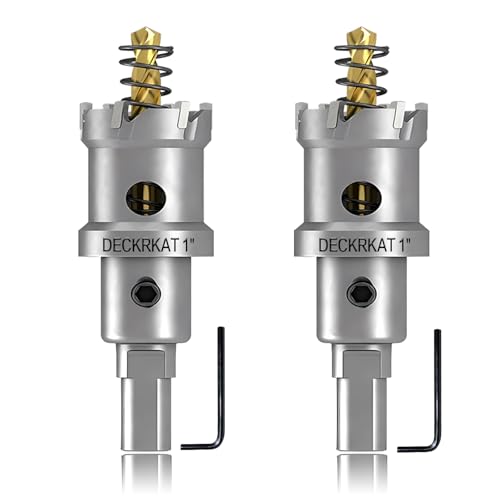 2-Pack 1" TCT Hole Saws for Hard Metal, Heavy Duty 25mm Tungsten Carbide Tipped Hole Cutters Set with Spring-Loaded Pilot Drill Bits for Stainless Steel, Metal, Iron, and Plastic