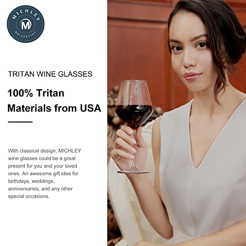Michley Unbreakable Stemmed Wine Glass 100% Tritan Plastic Dishwasher Available Glassware 15 Oz, Set Of 4 #TOP6