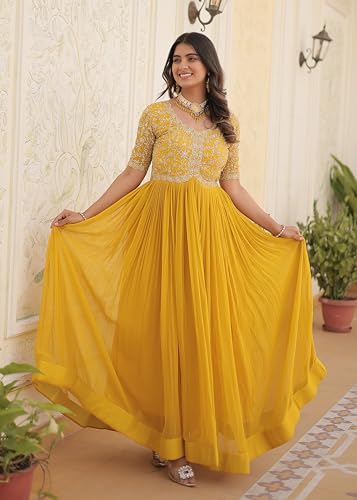 Image of Fashion Basket Georgette Embroidered Anarkali Gown for Women
