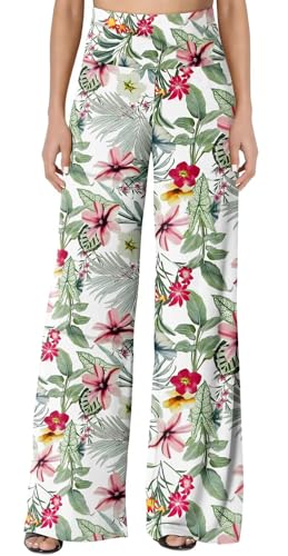 JZC Women's Palazzo Lounge Pants Stretchy Wide Leg Casual Pants Comfy High Waist Flowy Pants S-3XL